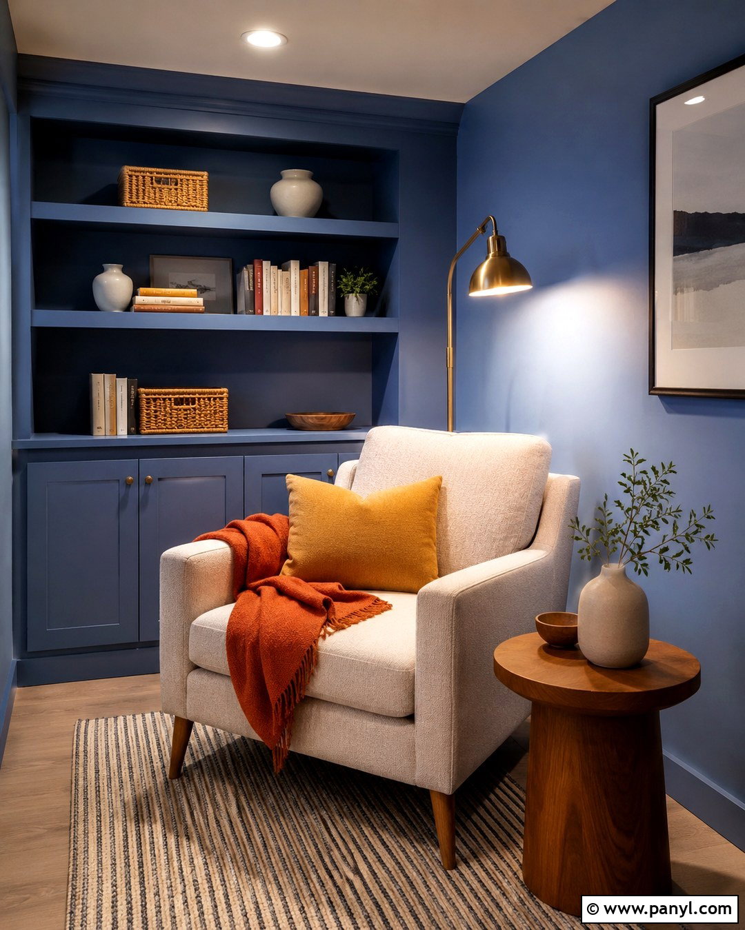 Small Blue Basement Reading Nook - 20 Basement Blue Walls