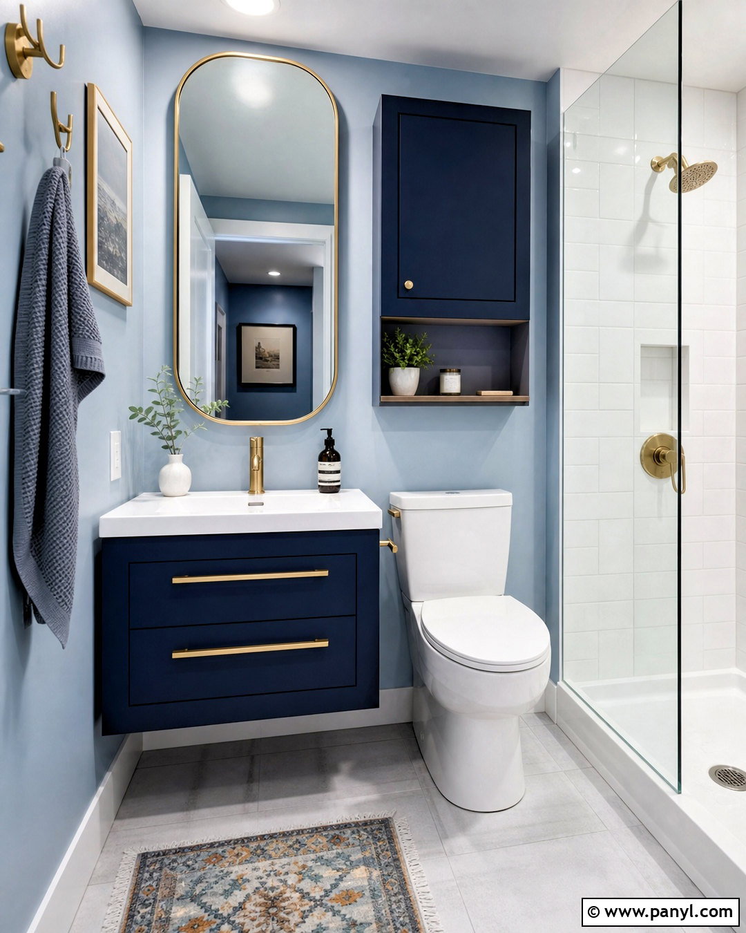 Small Blue Bathroom With Floating Vanity - 20 blue bathroom design ideas