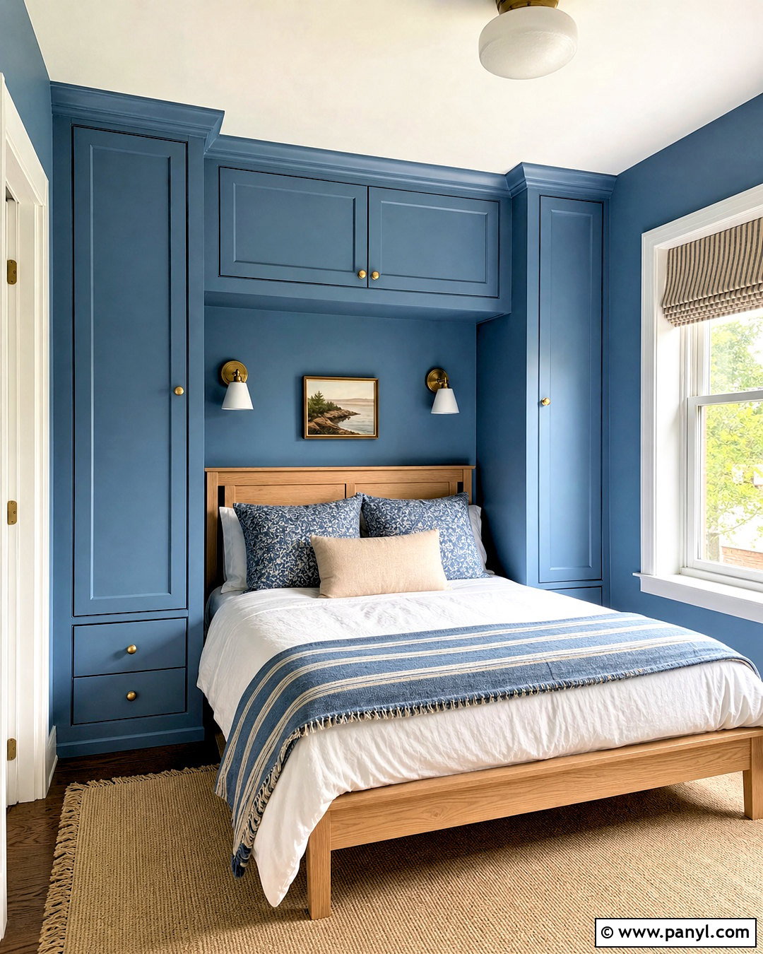 Small Blue Bedroom With Built In Storage - 20 blue paint bedroom ideas