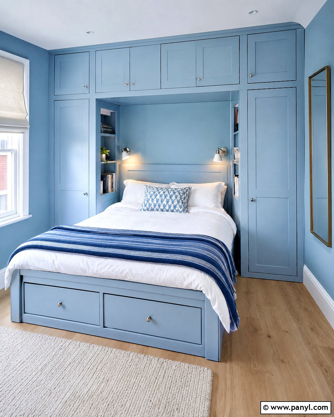 Small Blue Bedroom With Built-In Storage - 20 blue bedroom design ideas