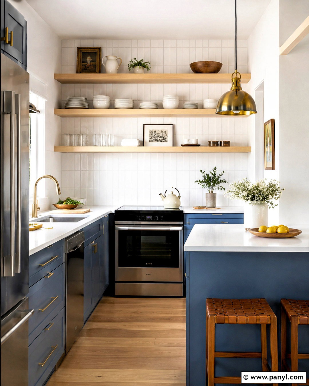 Small Blue Kitchen With Open Shelving - 20 blue kitchens ideas