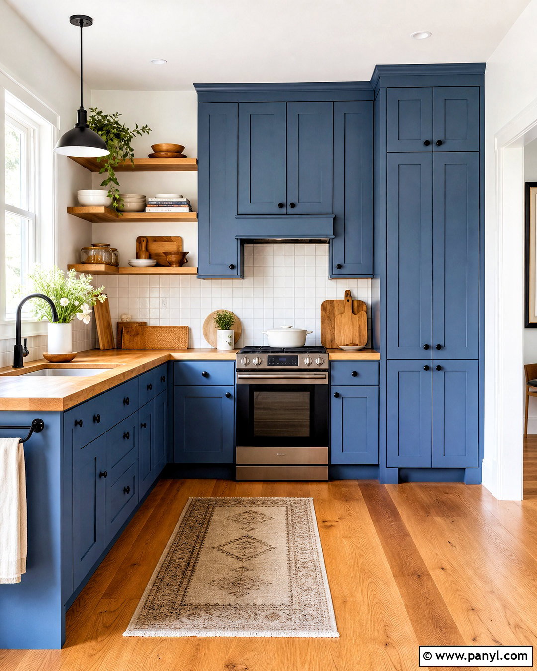 Small Blue Kitchen With Wood Countertops - 20 small blue kitchen ideas