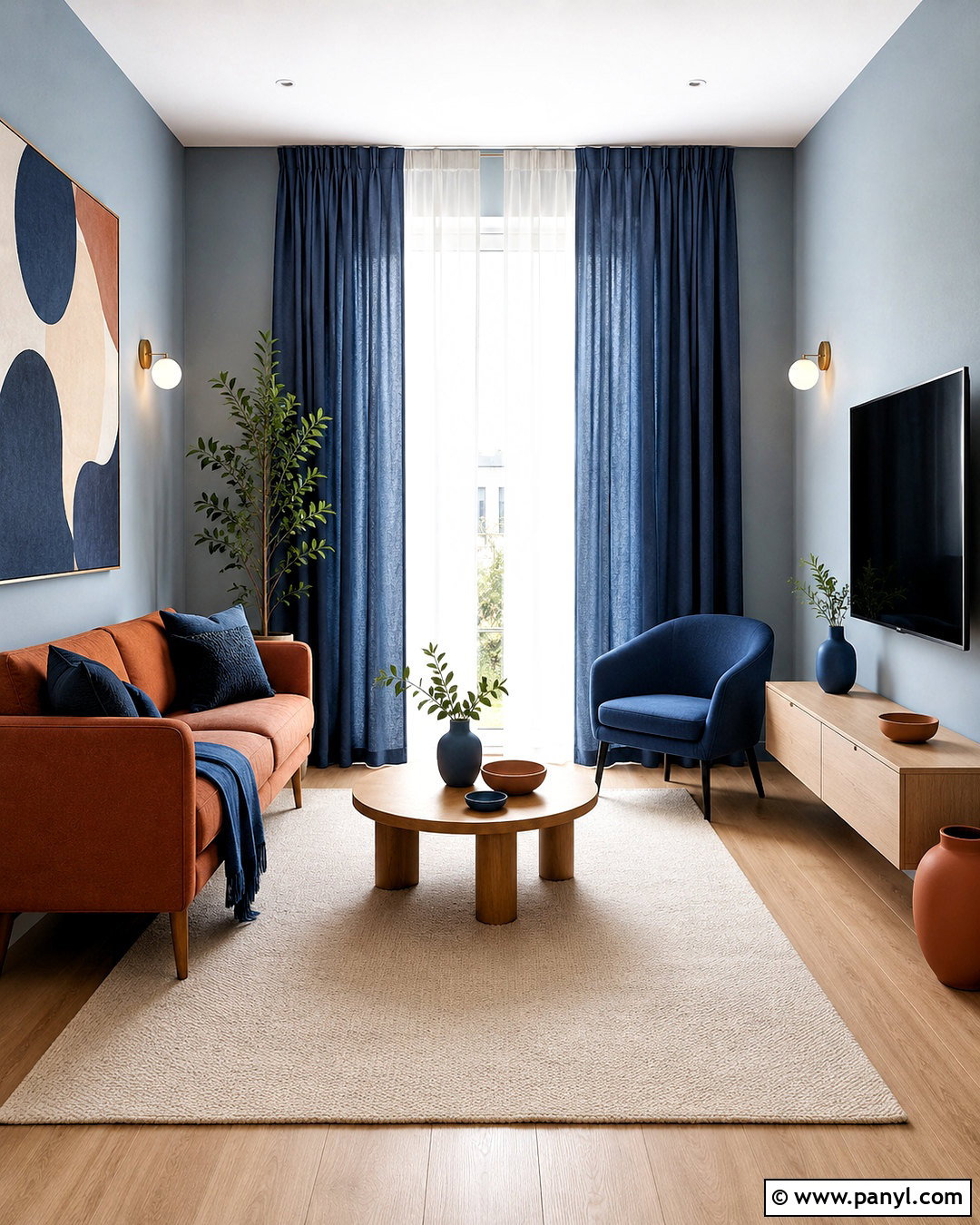 Small Blue and Terracotta Living Room - 20 blue and terracotta living room ideas