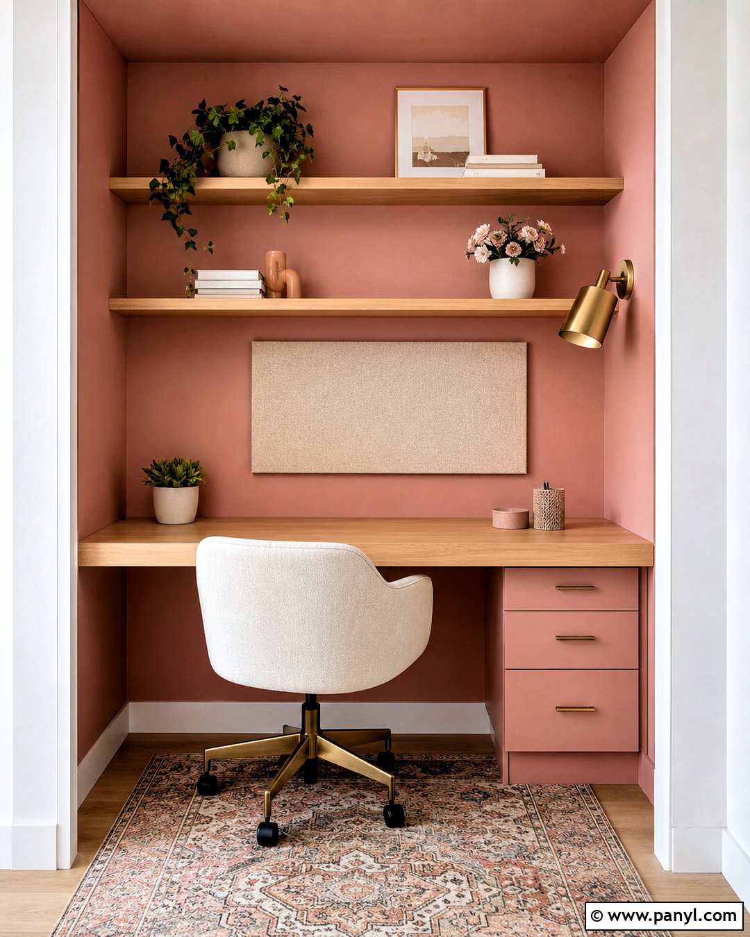 Small Blush Pink Office Nook - 20 blush pink office ideas