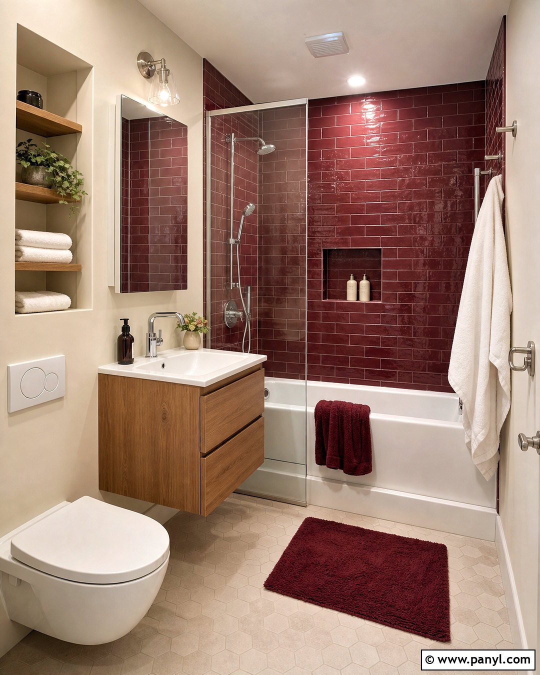 Small Burgundy Bathroom - 20 burgundy bathroom ideas