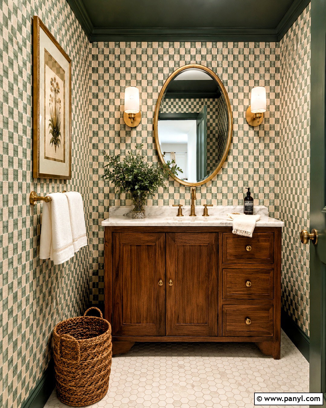 Small Checkerboard Powder Room Wall - 20 checkerboard wall ideas