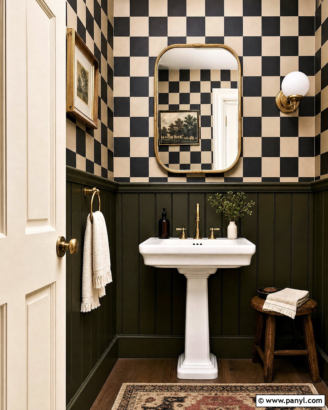 Small Checkered Powder Room Wall - 20 diy checkered wall ideas