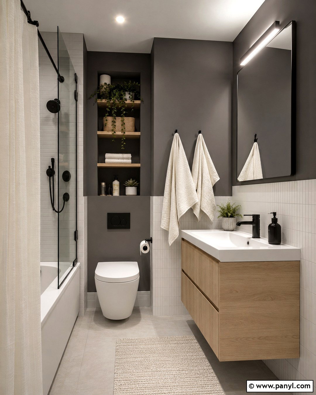 Small Dark Gray Bathroom - 20 Dark Gray Walls Bathroom Ideas
