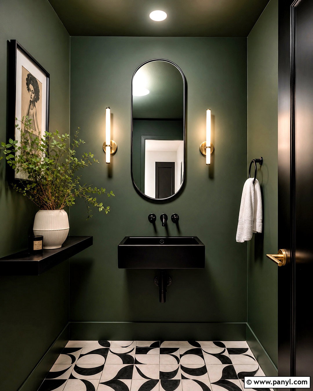 Small Dark Green And Black Powder Room - 20 dark green and black bathroom ideas