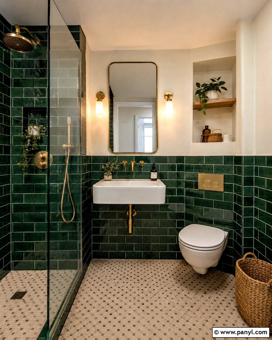 Small Dark Green Bathroom With Half Wall Tile - 20 dark green bathroom decor ideas