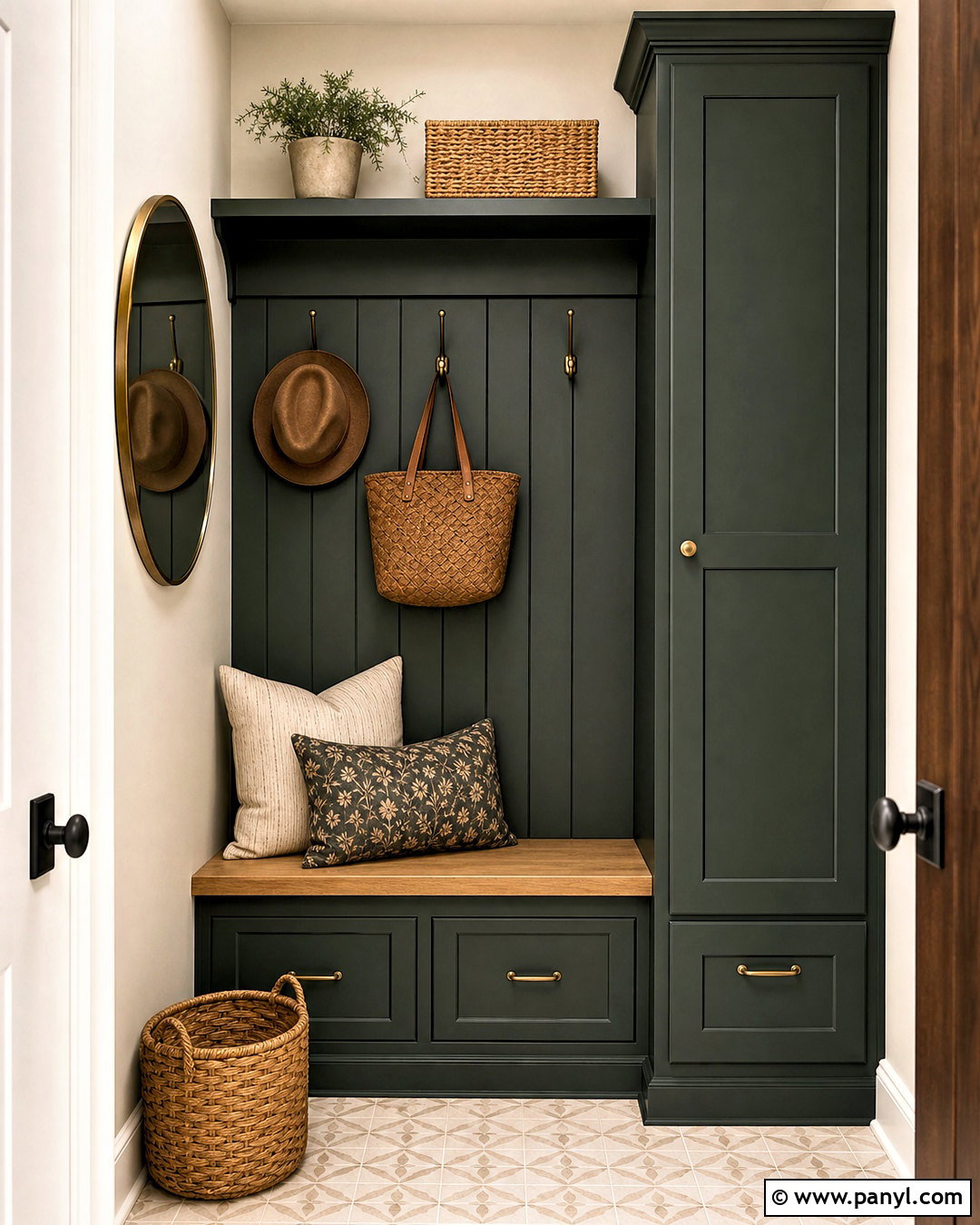 Small Dark Green Mudroom Nook - 20 dark green mudroom ideas