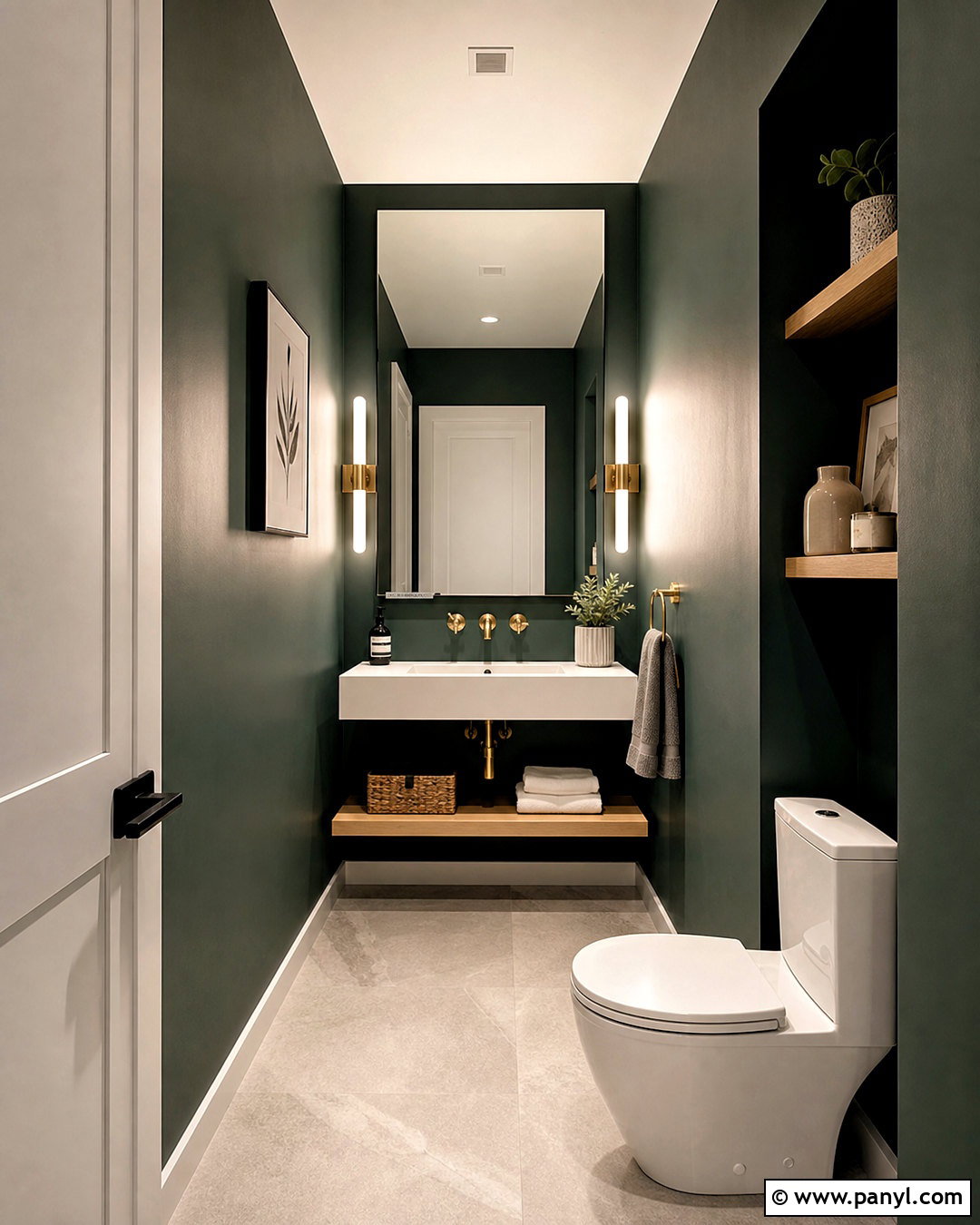 Small Dark Green Powder Room - 20 dark green powder room ideas