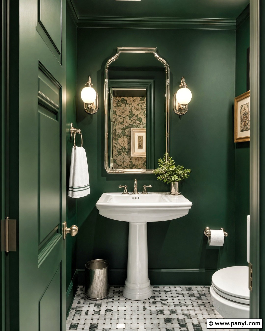 Small Dark Green Powder Room - 20 dark green bathroom ideas