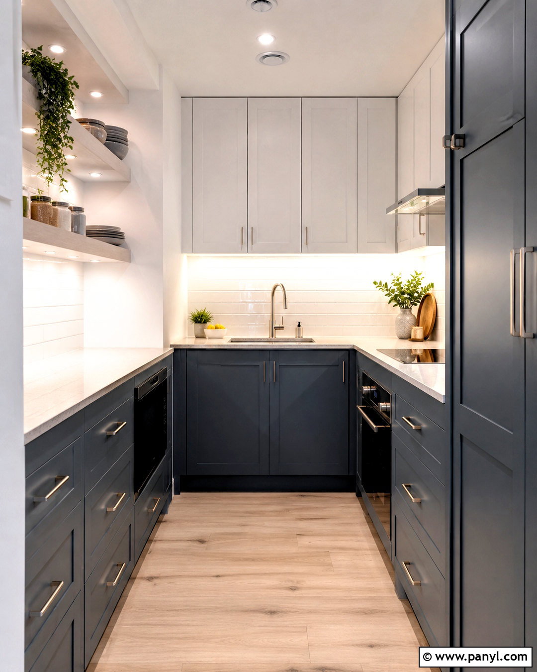 Small Dusk Blue Galley Kitchen - 20 dusk blue kitchen ideas