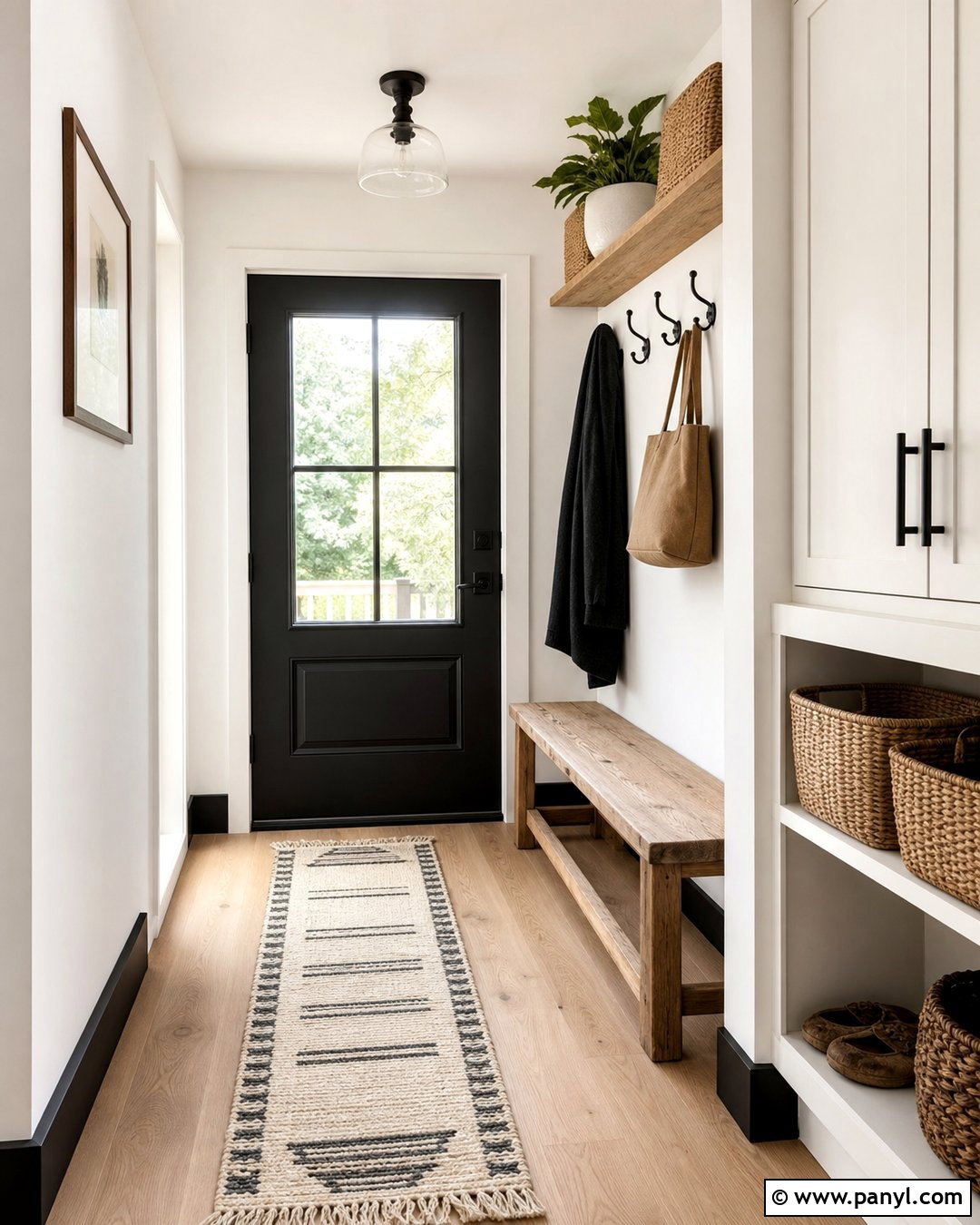 Small Entryway With White Walls And Black Baseboards - 20 White Walls Black Baseboards