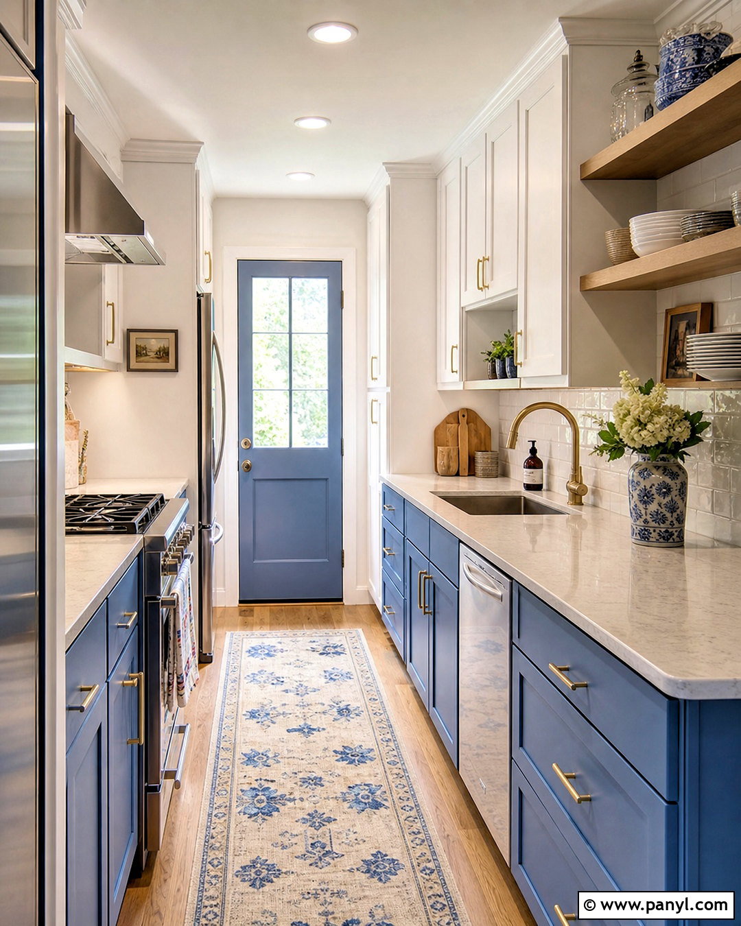 Small French Blue Galley Kitchen - 20 french blue kitchen ideas
