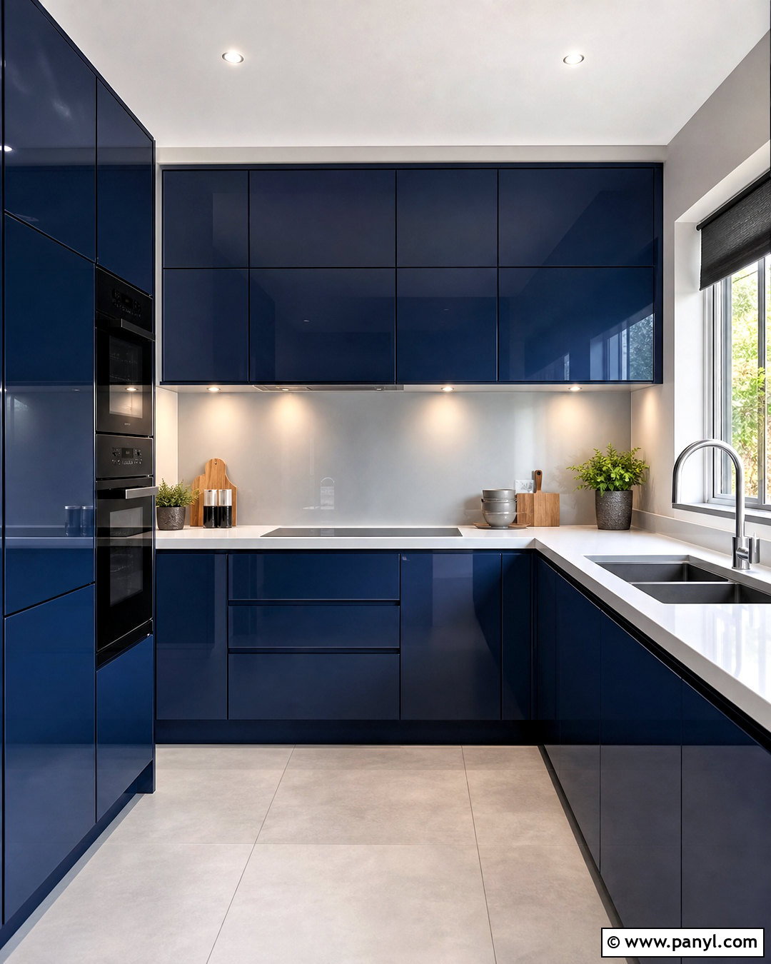 Small Glossy Navy Kitchen - 20 small navy kitchen ideas