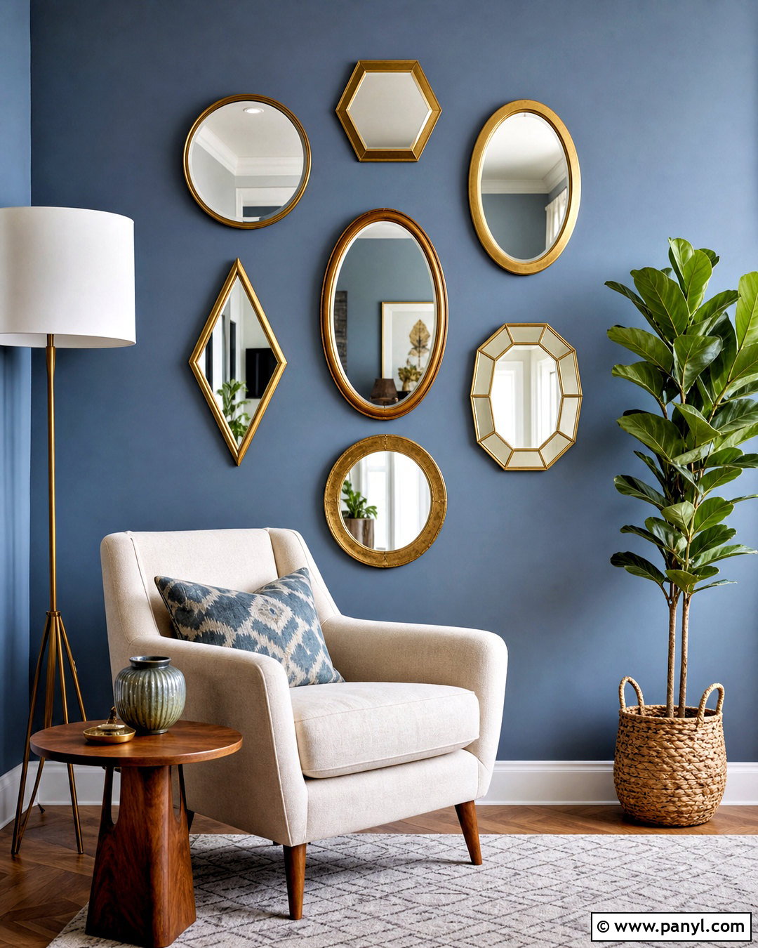 Small Gold Mirror Wall Cluster - 20 golden mirror wall ideas