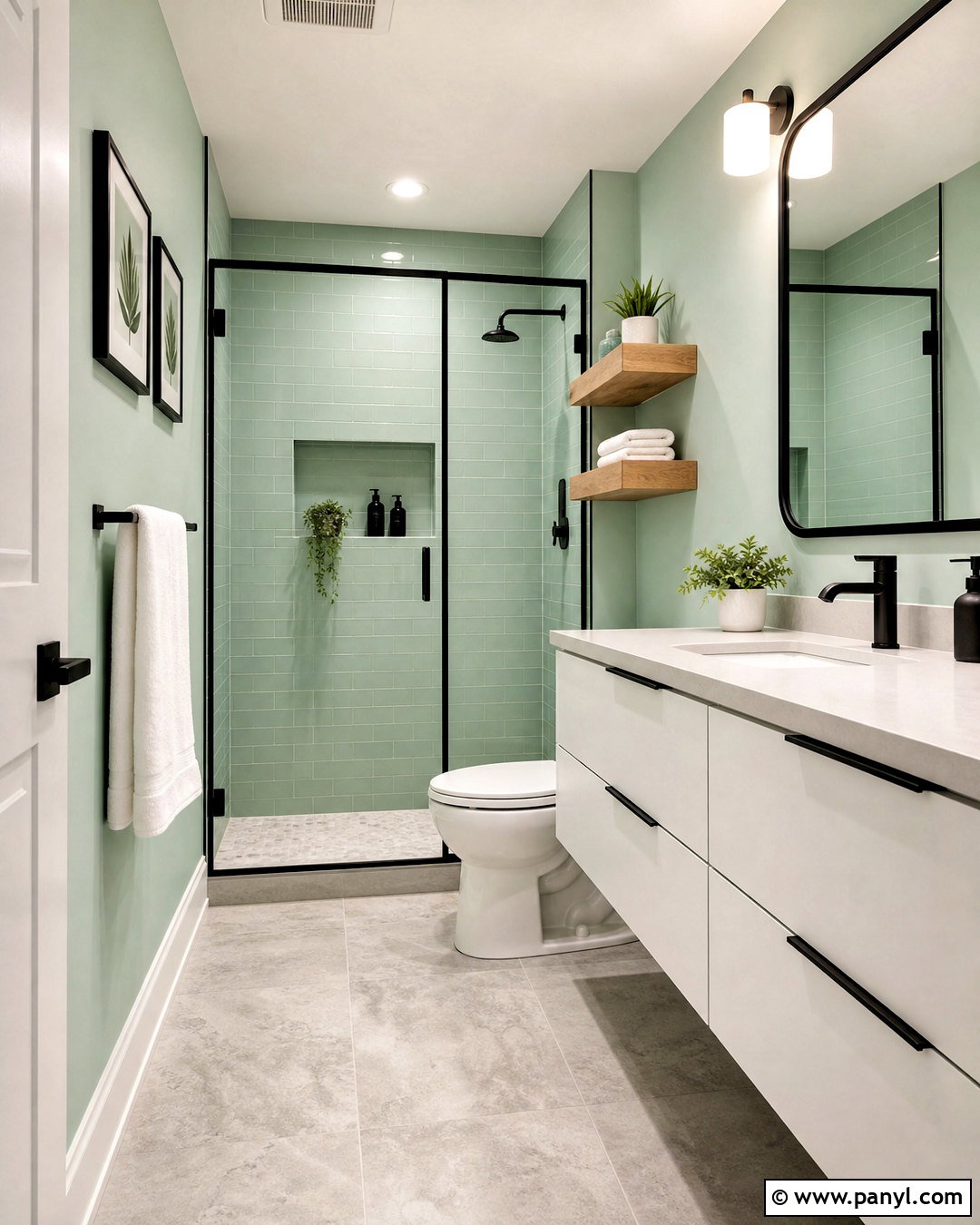 Small Green Bathroom With Black Fixtures - 20 small green bathroom ideas