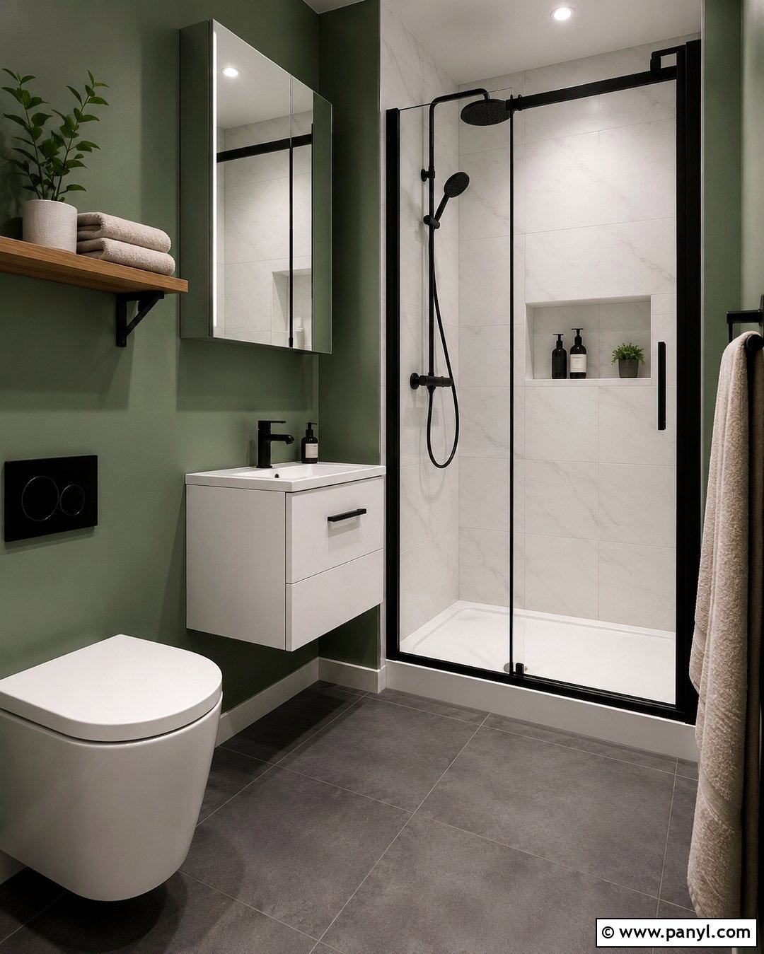 Small Green Bathroom With Dark Grey Floor - 20 Bathroom Green Walls Grey Floor Ideas