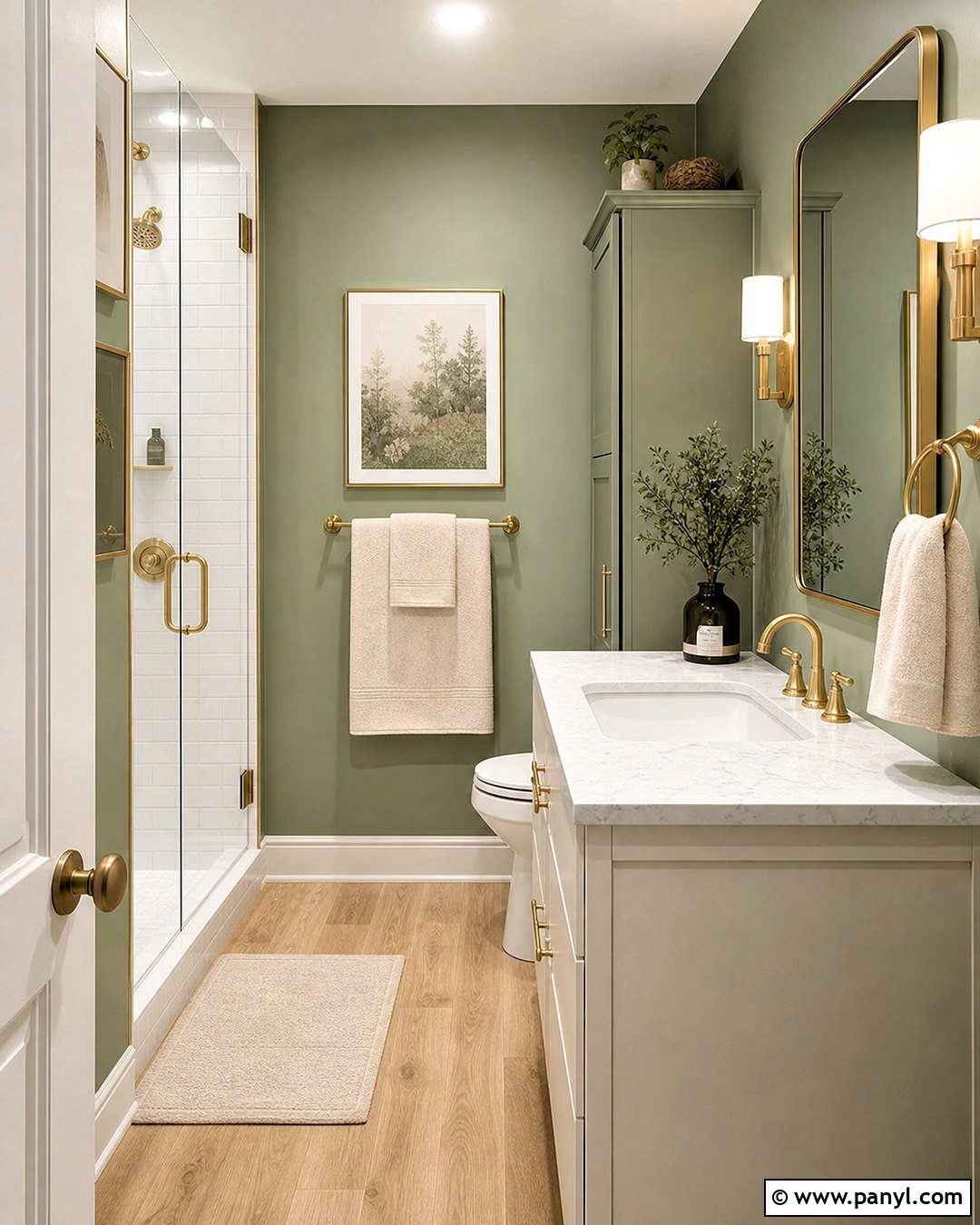 Small Green Bathroom With Gold Fixtures - 20 small green bathroom ideas