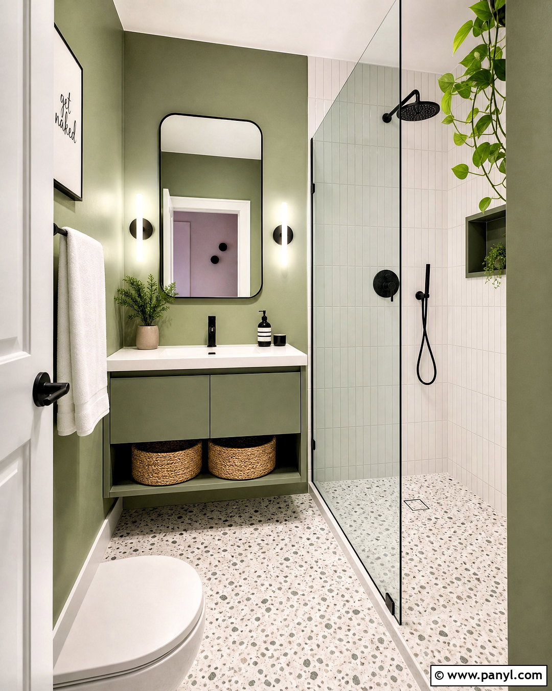 Small Green Bathroom With Terrazzo - 20 small green bathroom ideas
