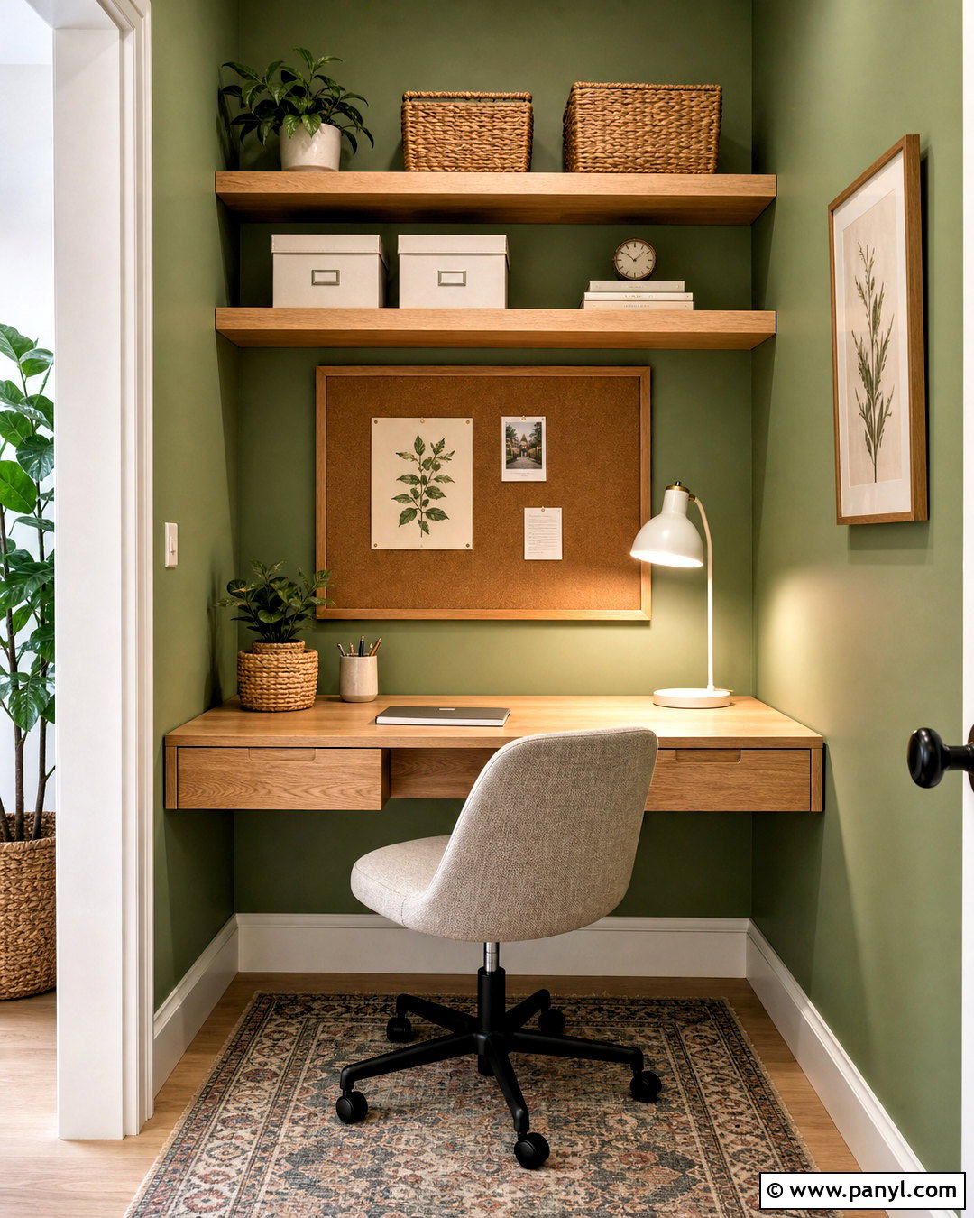 Small Green Office Nook - 20 green wall office ideas