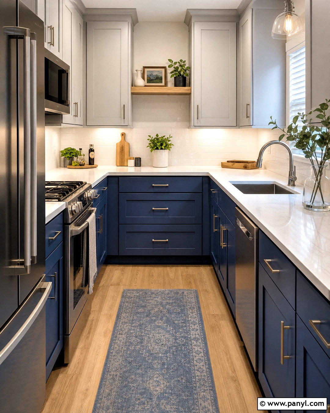 Small Grey And Blue Galley Kitchen - 20 grey and blue kitchen ideas