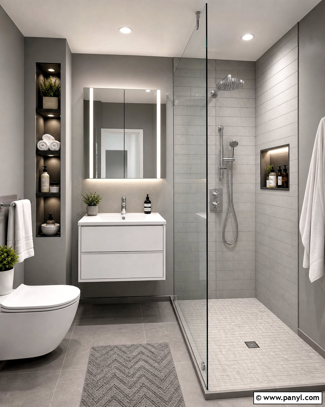 Small Grey Bathroom With Walk-In Shower - 20 grey bathroom ideas modern ideas