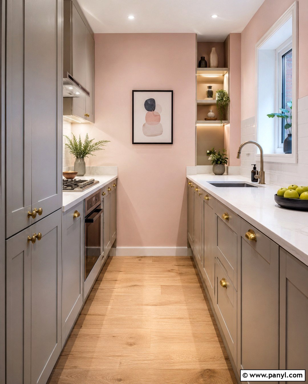 Small Grey Galley Kitchen With Pink Walls - 20 grey kitchen pink walls