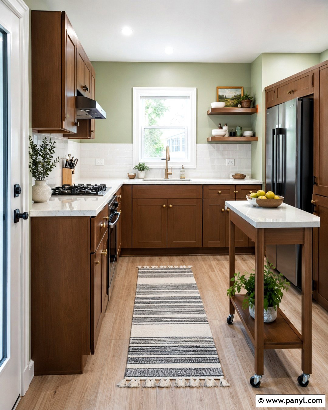 Small Kitchen Green Walls With Brown Cabinets - 20 Green Wall Brown Cabinet Kitchen Ideas