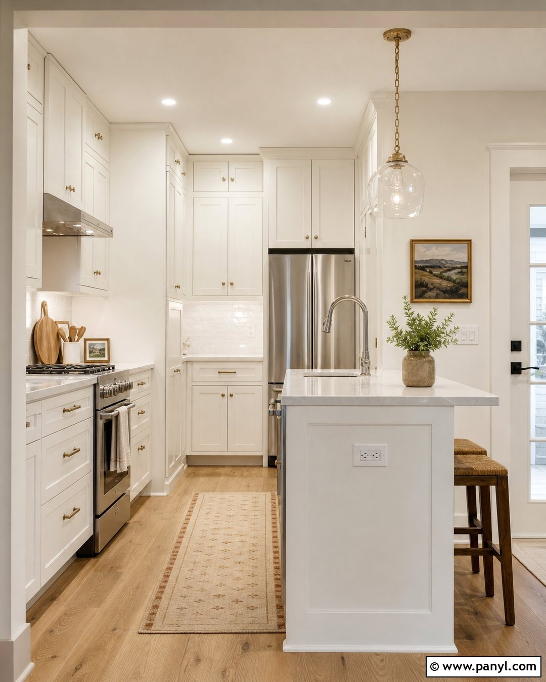 Small Kitchen With Alabaster Walls And White Cabinets - 25 Alabaster Walls With White Cabinets