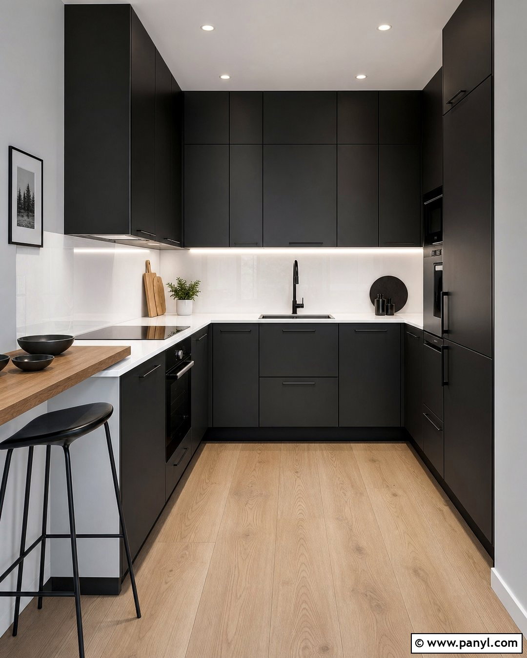 Small Kitchen With Grey Walls And Black Cabinets - 25 Grey Walls Black Cabinets