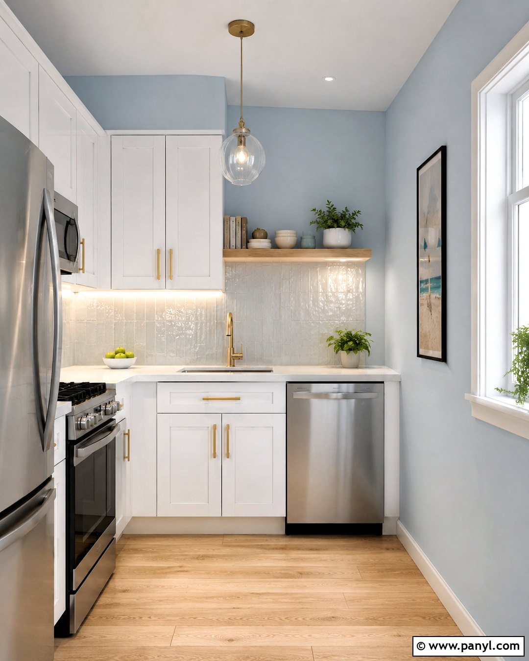 Small Kitchen With Light Blue Walls - 40 light blue kitchen walls