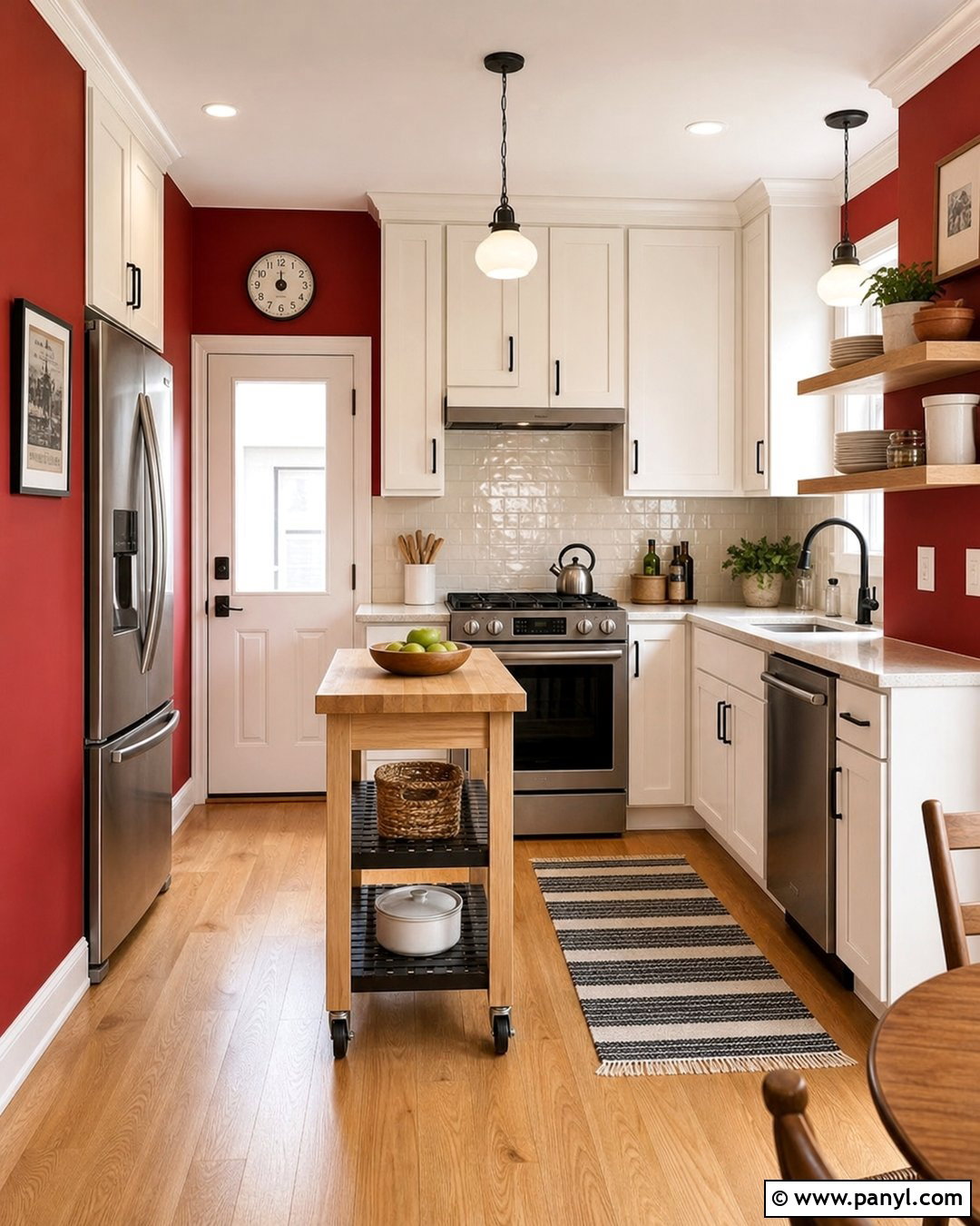 Small Kitchen With Red Walls - 35 red kitchen walls