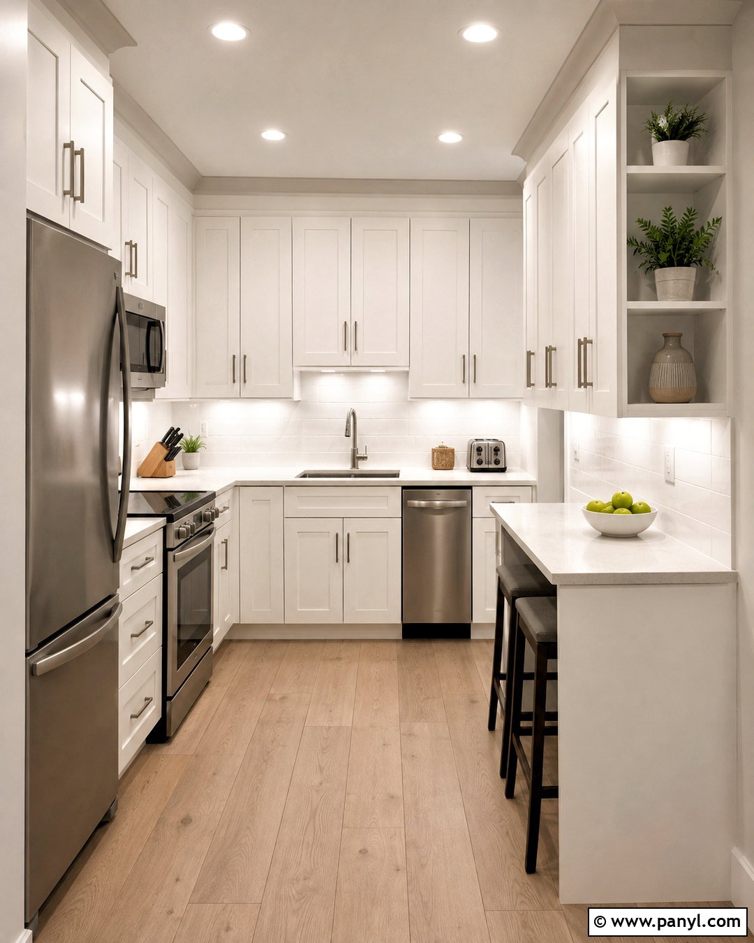 Small Kitchen With White Cabinets And Grey Walls - 20 White Cabinets Grey Walls