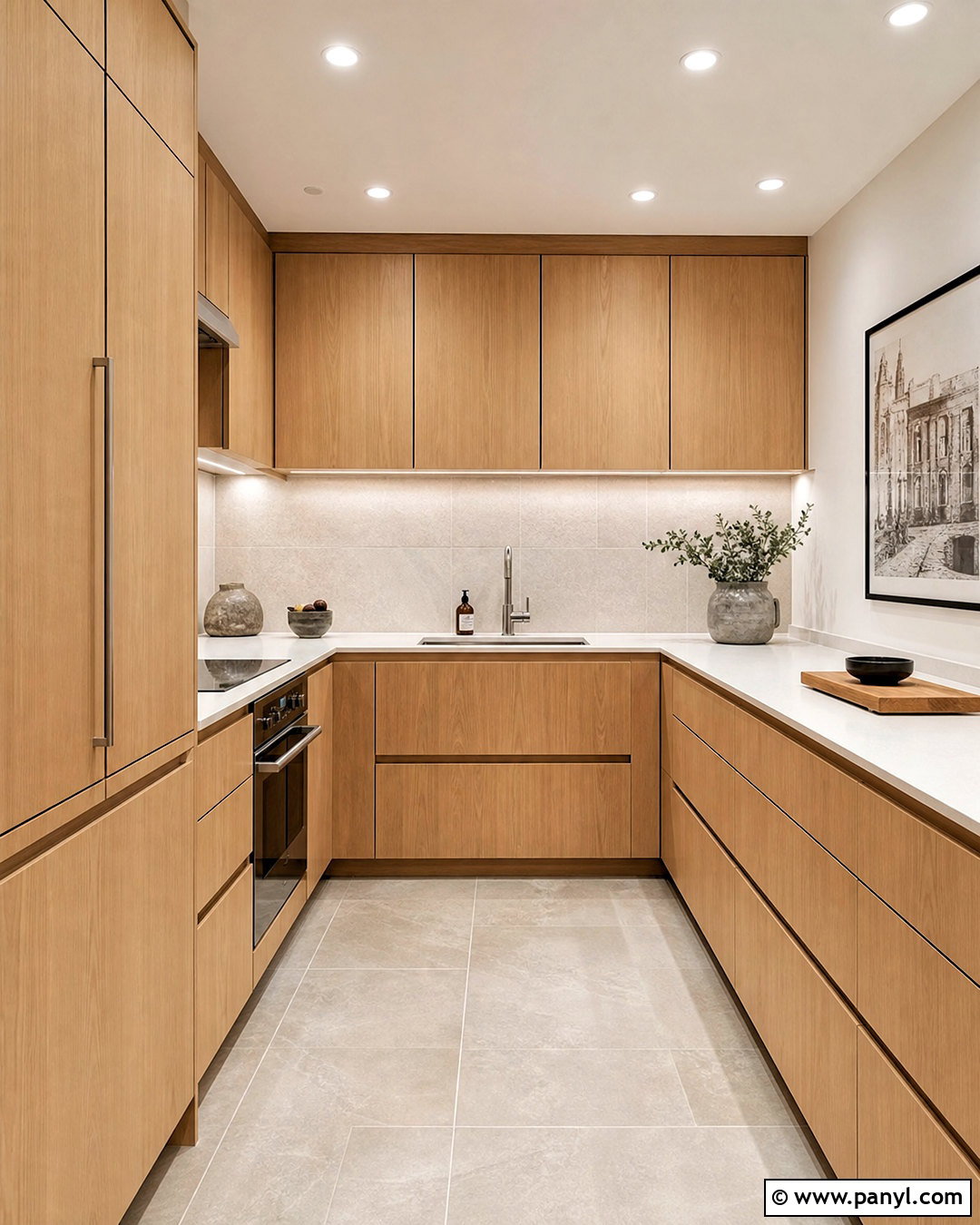 Small Light Oak U-Shaped Kitchen - 20 small kitchen remodel ideas