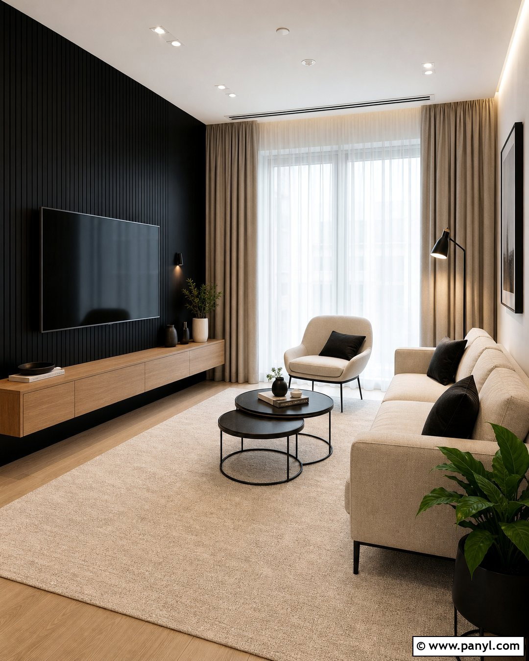 Small Living Room Black TV Wall - 35 Black Wall Behind Tv Ideas