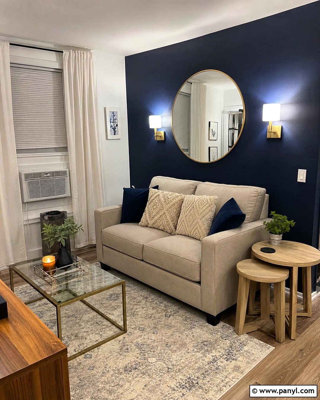 Small Living Room Navy Accent Wall - 35 Navy Accent Wall Ideas