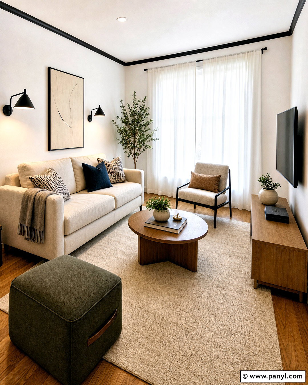 Small Living Room With Black Trim - 20 white walls black trim living room ideas