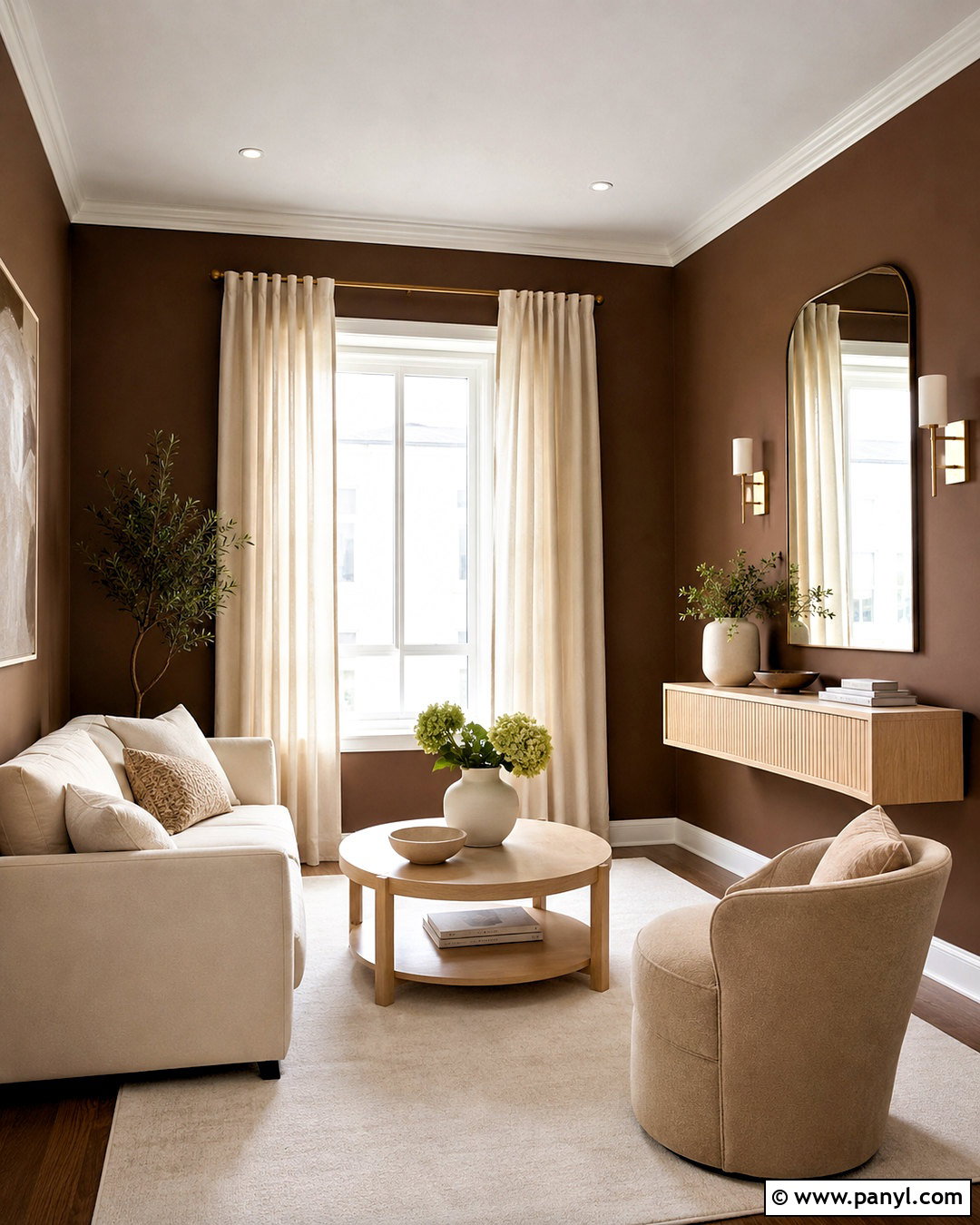 Small Living Room With Brown Walls And Light Furniture - 20 brown living room walls