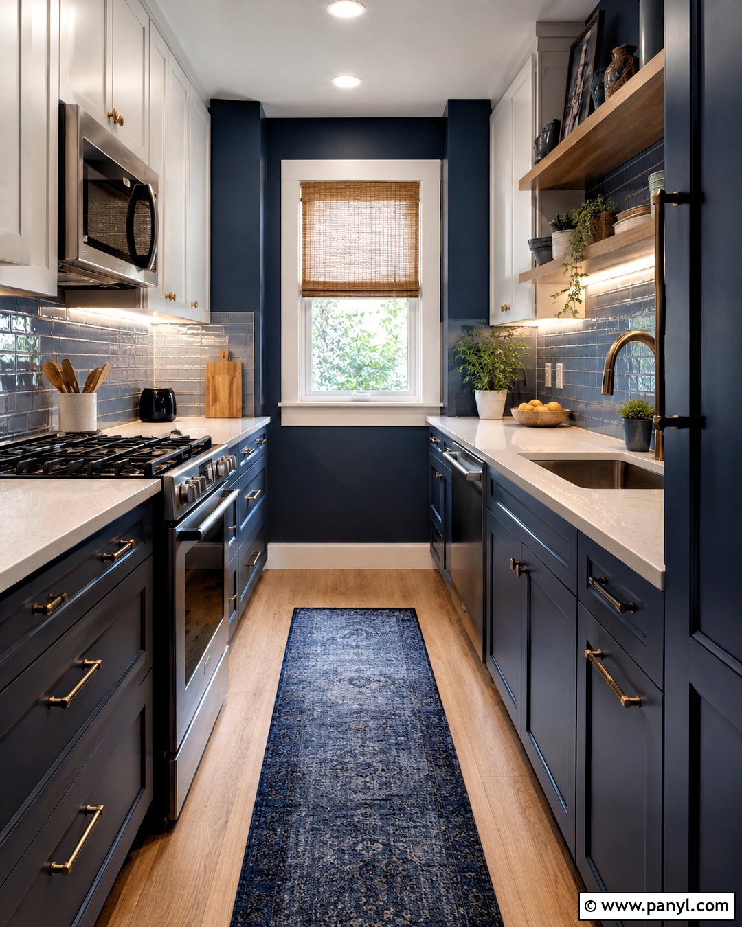 Small Moody Blue Galley Kitchen - 20 moody blue kitchen ideas