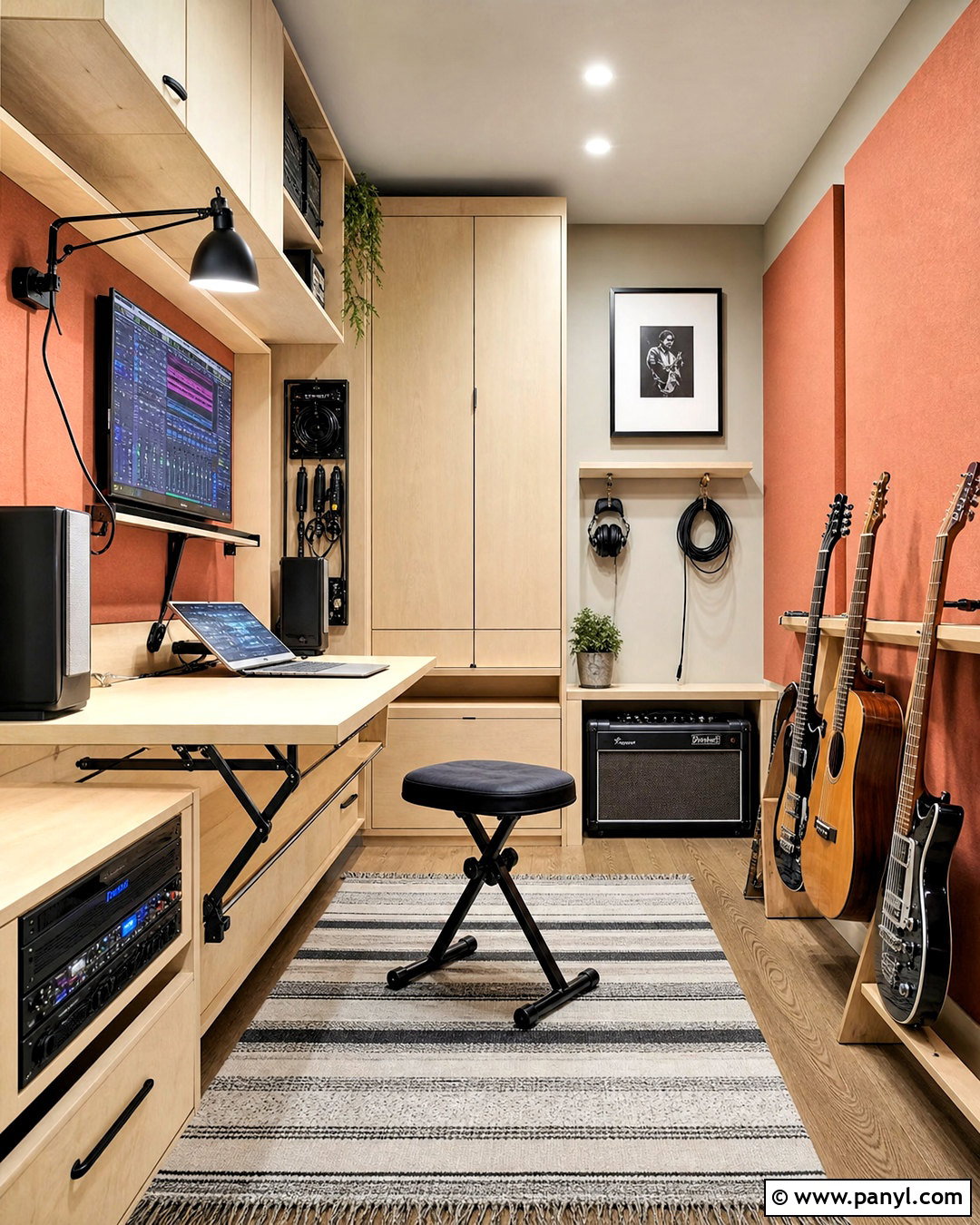 Small Music Room With A Fold-Down Desk - 20 small music room ideas home ideas