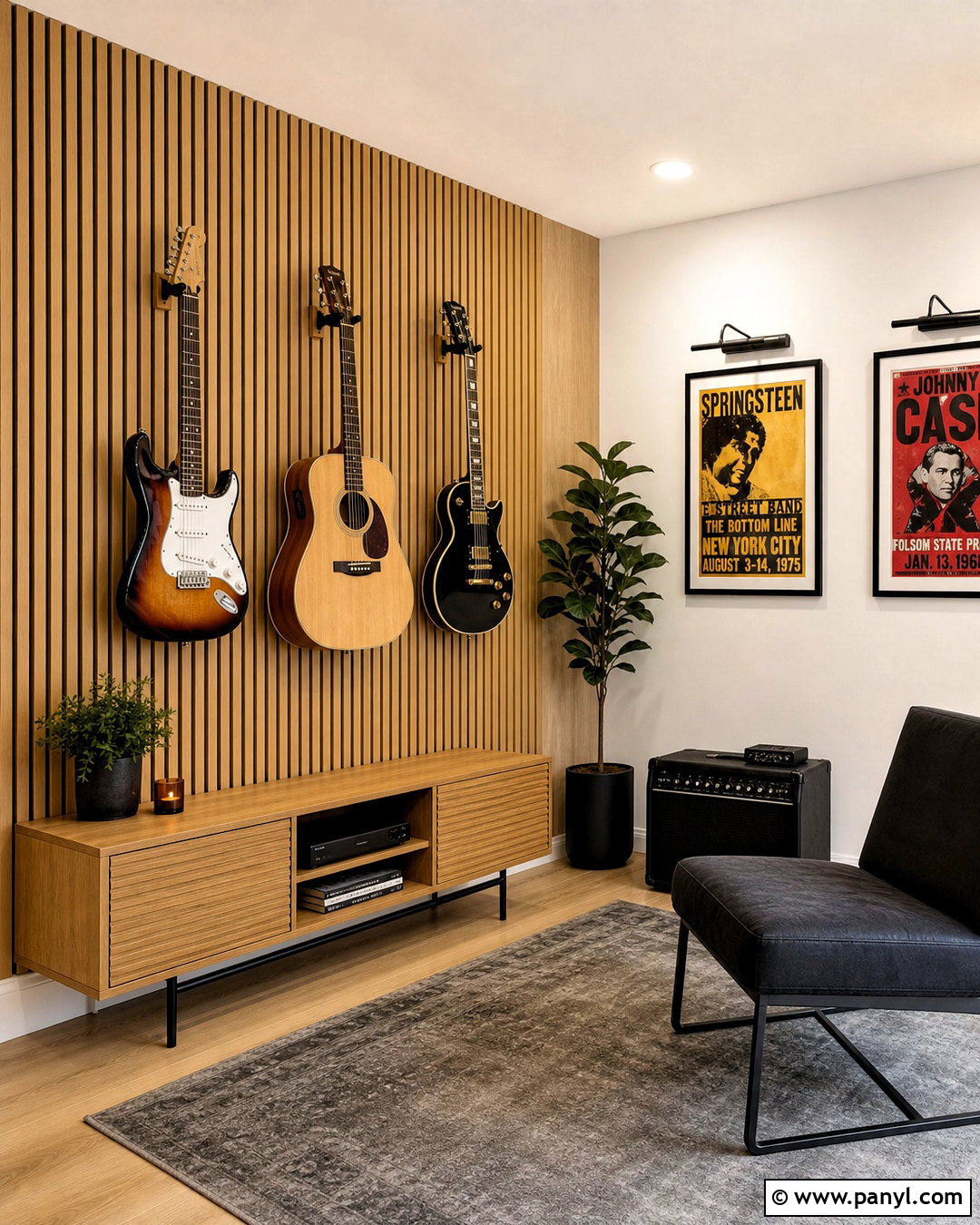 Small Music Room With Wall-Mounted Guitars - 20 small music room ideas home ideas