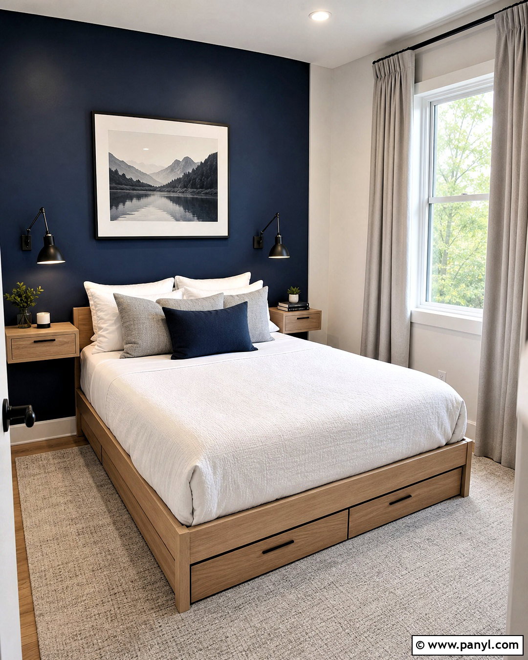 Small Navy Accent Wall Bedroom - 20 navy accent wall bedroom ideas