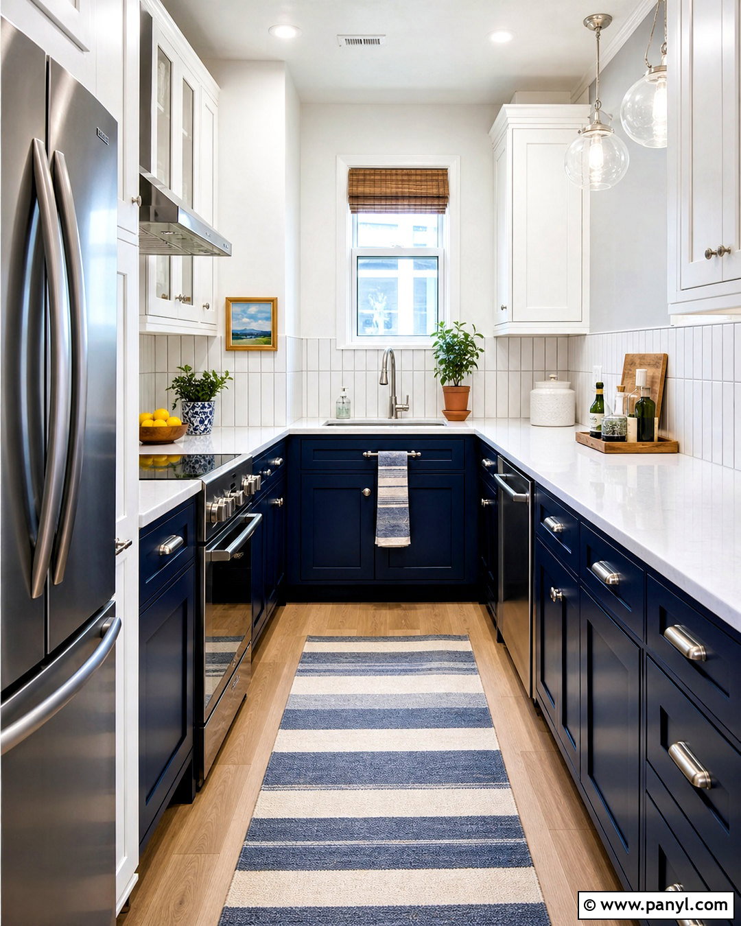 Small Navy And White Kitchen - 20 small kitchen remodel ideas