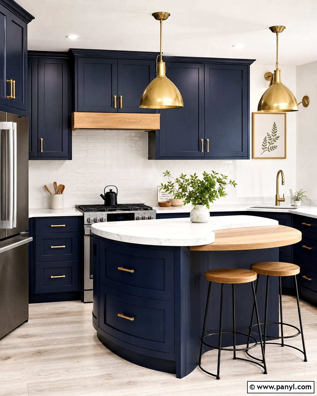 Small Navy Kitchen With A Compact Island - 20 small navy kitchen ideas