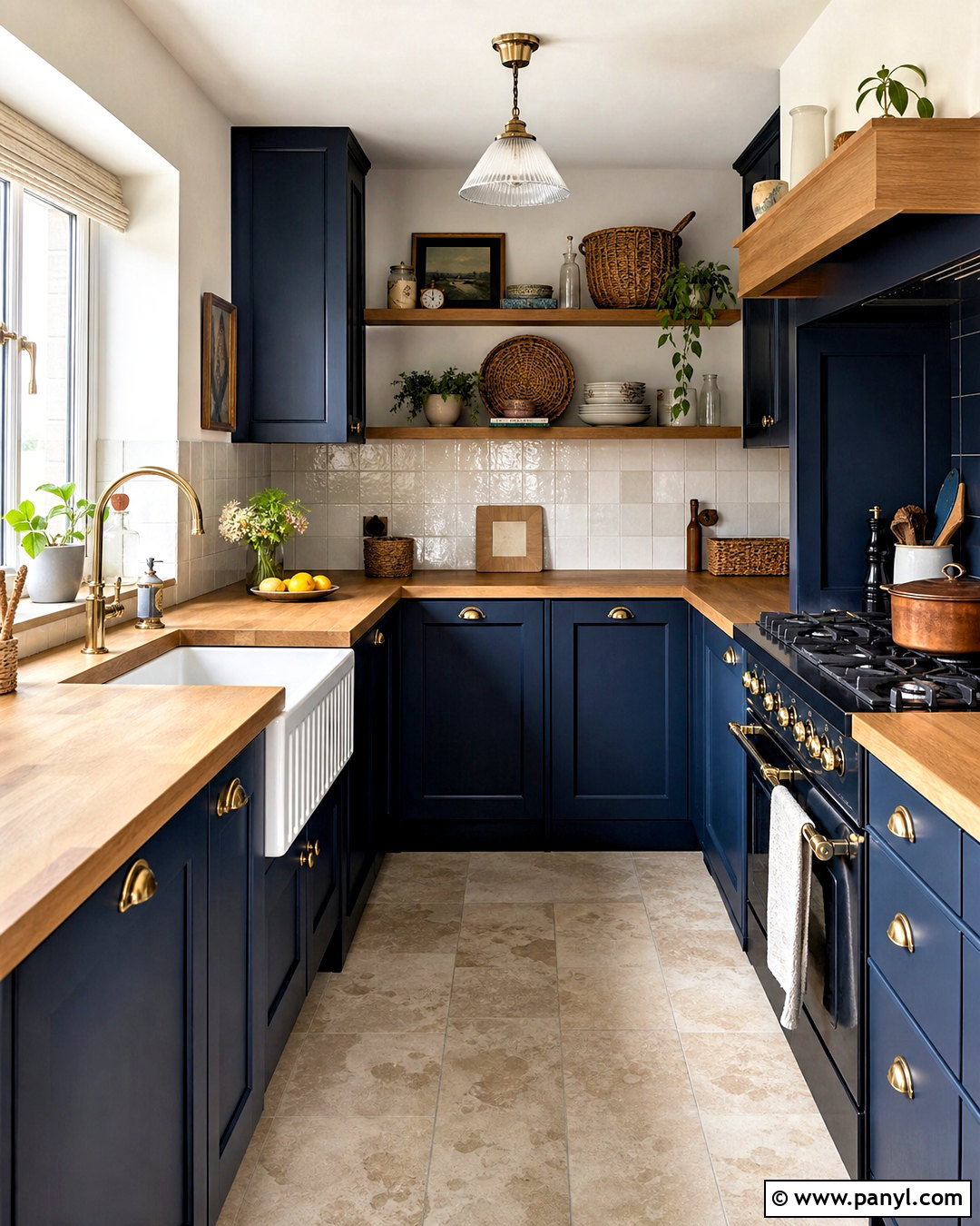 Small Navy Kitchen With Butcher Block Countertops - 20 small navy kitchen ideas