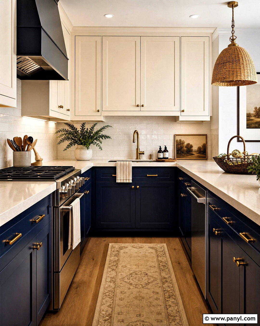 Small Navy Kitchen With Cream Cabinets - 20 small navy kitchen ideas