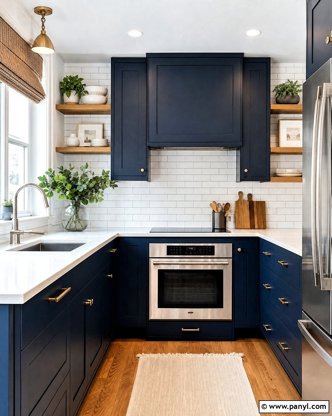 Small Navy Kitchen With White Subway Tile - 20 small navy kitchen ideas